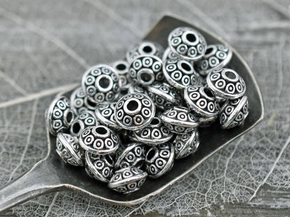 *100* 4x7mm Antique Silver Saucer Rondelle Spacer Beads