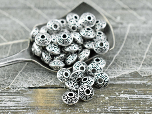 *100* 4x7mm Antique Silver Saucer Rondelle Spacer Beads