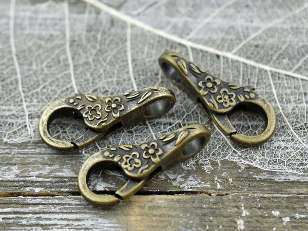 Large Lobster Clasp - Bronze Lobster Clasp - Lobster Claw Clasp - Antique Bronze Clasp - Metal Lobster Clasp - 5pcs - 25x11mm - (1504)