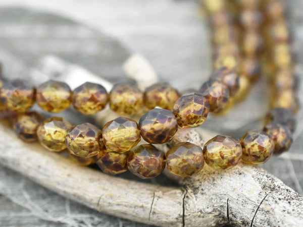 Picasso Beads - Czech Glass Beads - 8mm Beads - Fire Polished Beads - Round Beads - Matte Beads - 25pcs (2694)