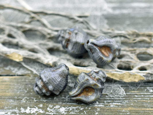 Shell Beads - Czech Glass Beads - Conch Shell Beads - Picasso Beads - 15x12 - 6pcs (2959)