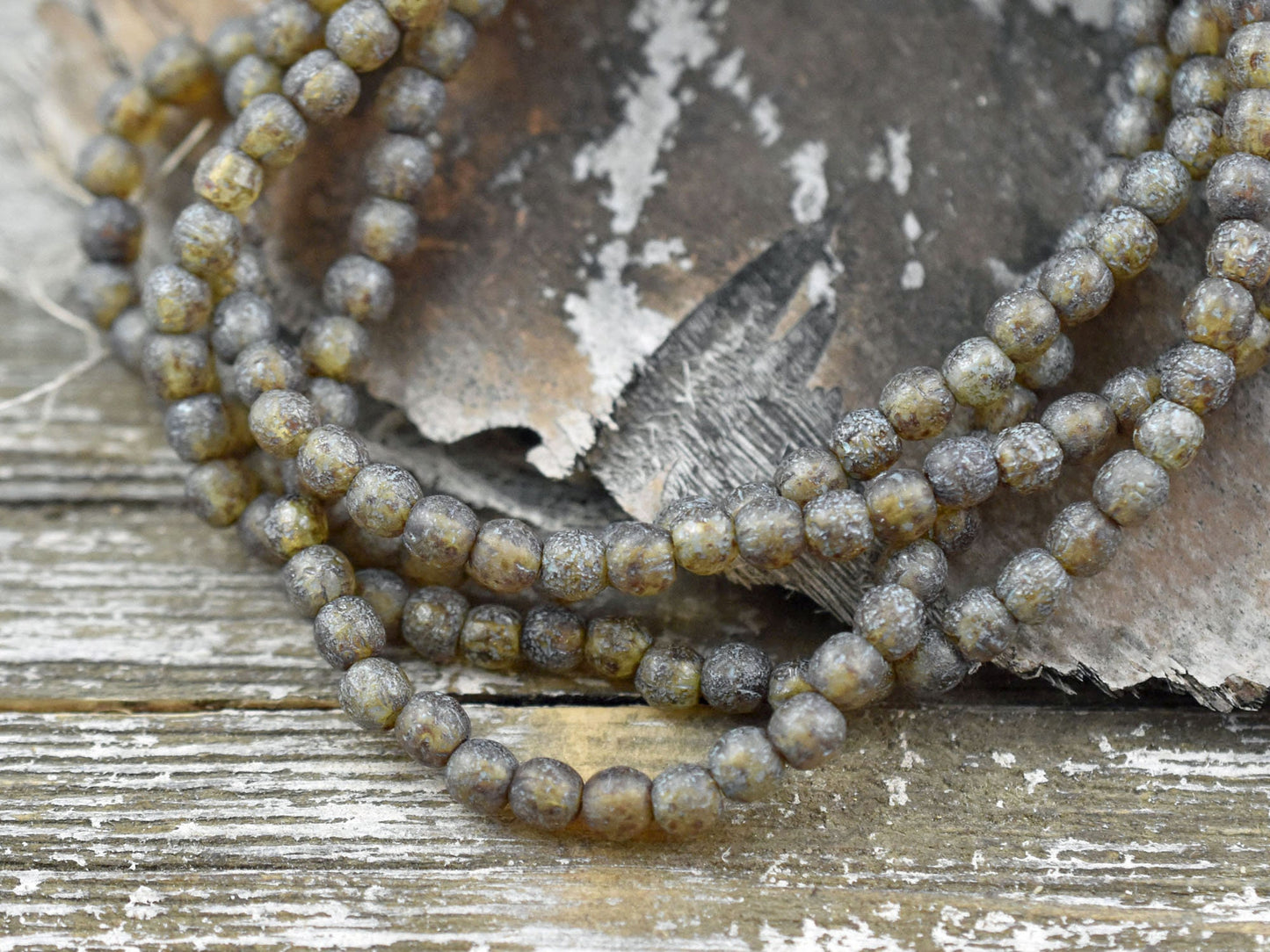 Picasso Beads - Czech Glass Beads - 4mm Beads - Round Beads - 4mm Druks - Druk Beads - 50pcs - (2990)