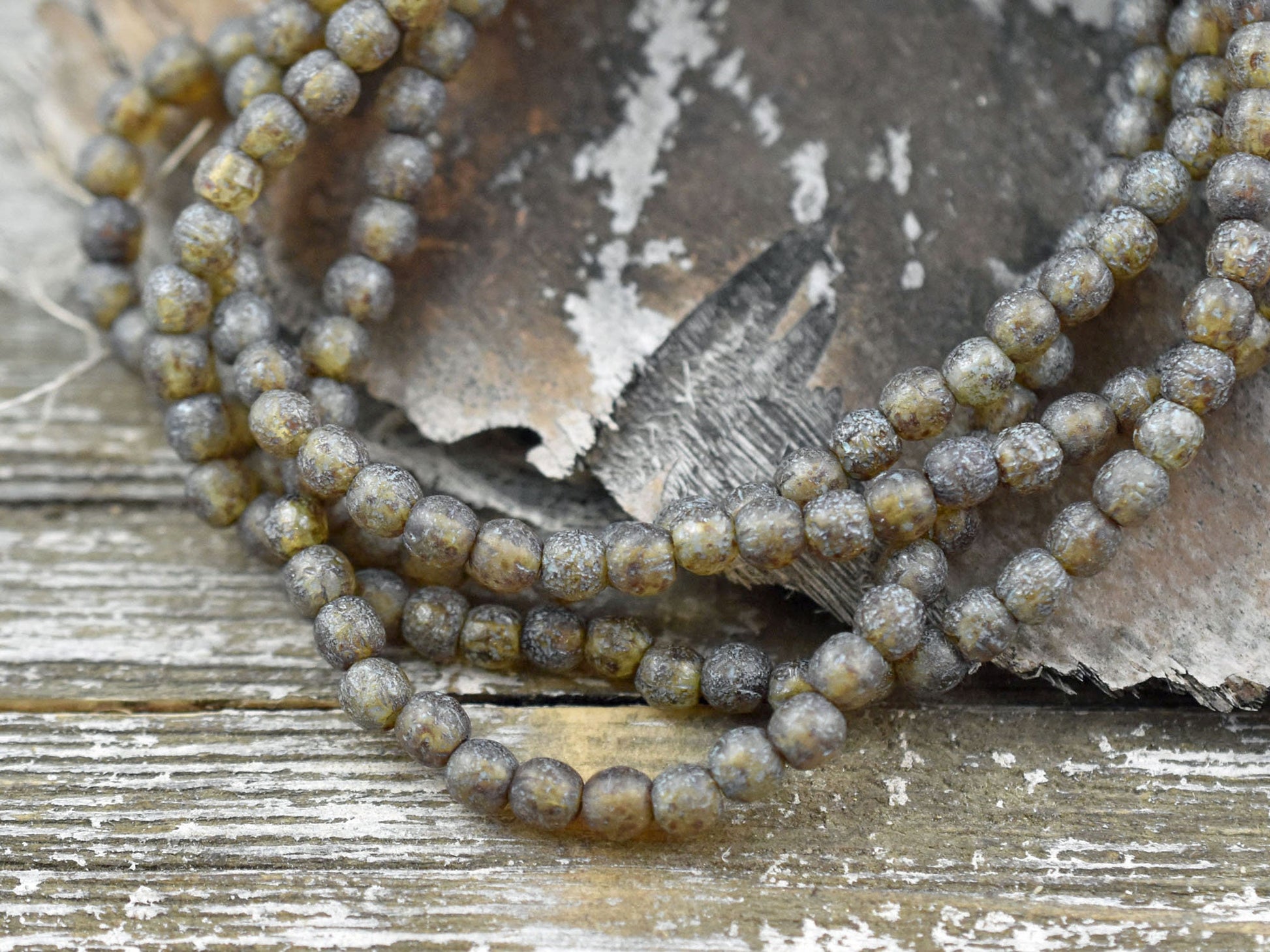 Picasso Beads - Czech Glass Beads - 4mm Beads - Round Beads - 4mm Druks - Druk Beads - 50pcs - (2990)