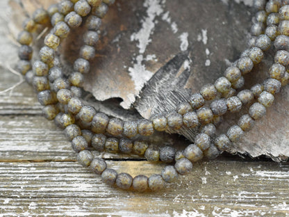 Picasso Beads - Czech Glass Beads - 4mm Beads - Round Beads - 4mm Druks - Druk Beads - 50pcs - (2990)