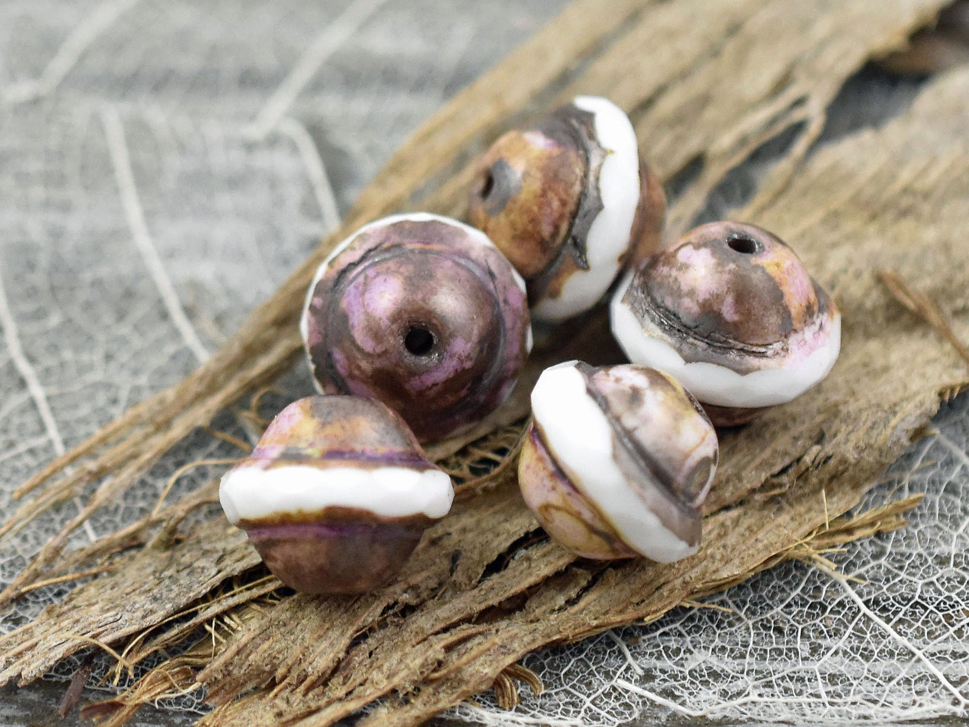 Picasso Beads - Czech Glass Beads - Vintage Beads - Large Glass Beads - Saturn Beads - Saucer Beads - 10pcs - 11x9mm - (4627)