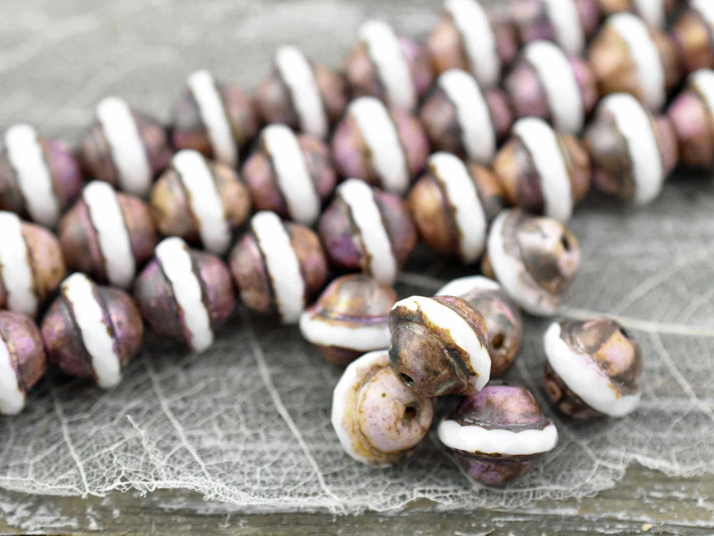 Picasso Beads - Czech Glass Beads - Vintage Beads - Large Glass Beads - Saturn Beads - Saucer Beads - 10pcs - 11x9mm - (4627)