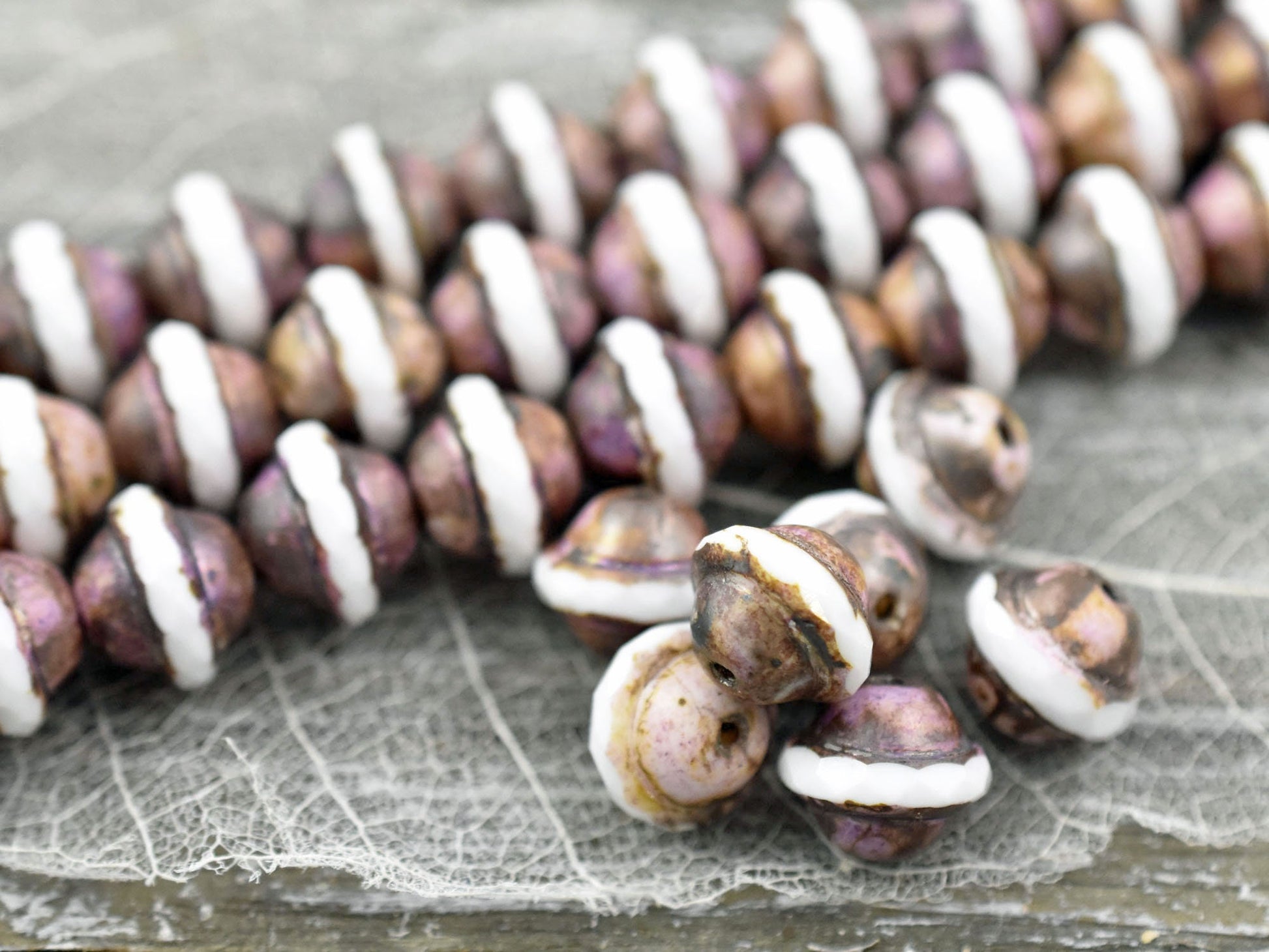 Picasso Beads - Czech Glass Beads - Vintage Beads - Large Glass Beads - Saturn Beads - Saucer Beads - 10pcs - 11x9mm - (4627)