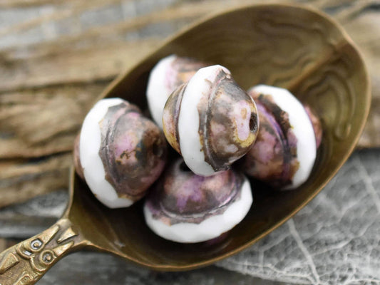 Picasso Beads - Czech Glass Beads - Vintage Beads - Large Glass Beads - Saturn Beads - 21pcs - 8x10mm - (B186)