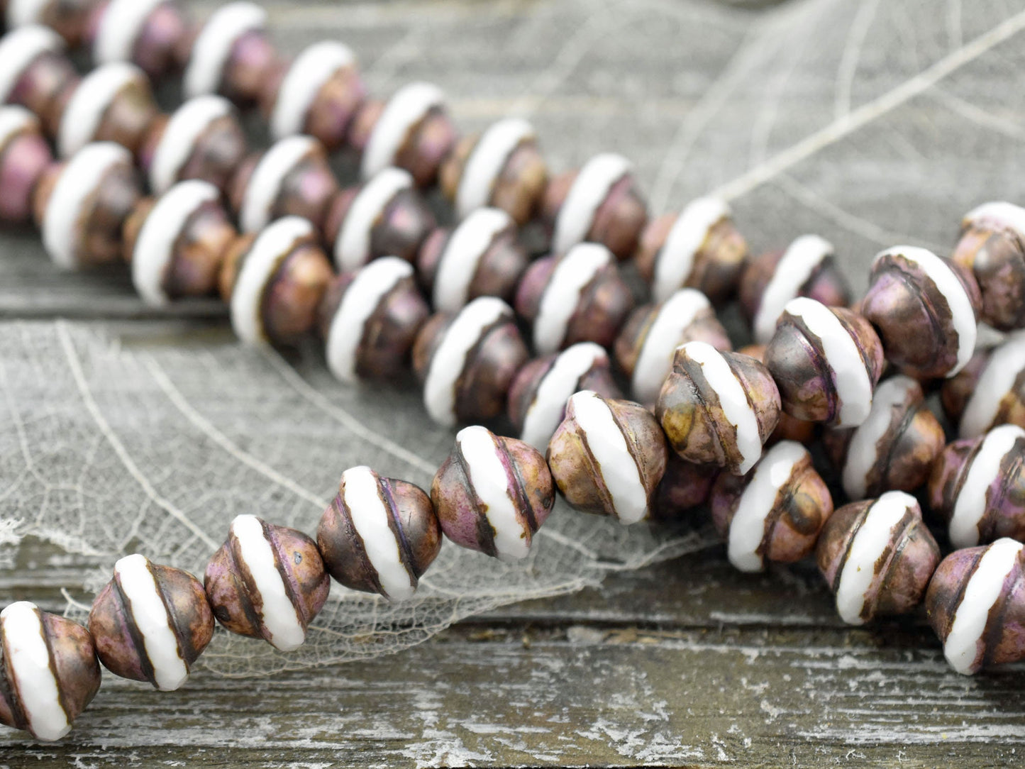 Picasso Beads - Czech Glass Beads - Vintage Beads - Large Glass Beads - Saturn Beads - Saucer Beads - 10pcs - 11x9mm - (4627)