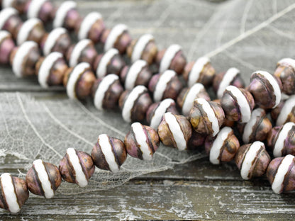 Picasso Beads - Czech Glass Beads - Vintage Beads - Large Glass Beads - Saturn Beads - 21pcs - 8x10mm - (B186)