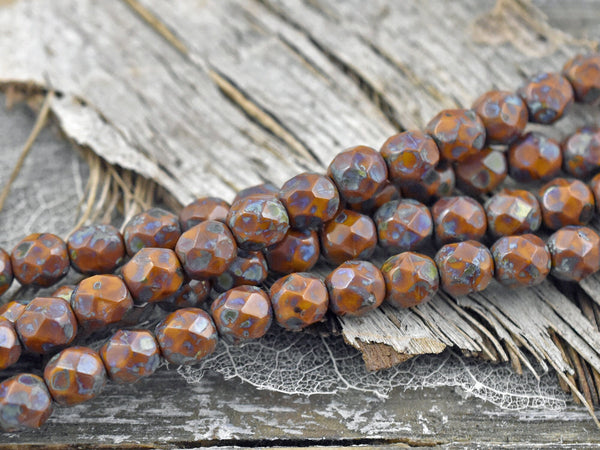 Picasso Beads - Czech Glass Beads - 6mm Beads - Fire Polished Beads - Round Beads - 25pcs (2608)
