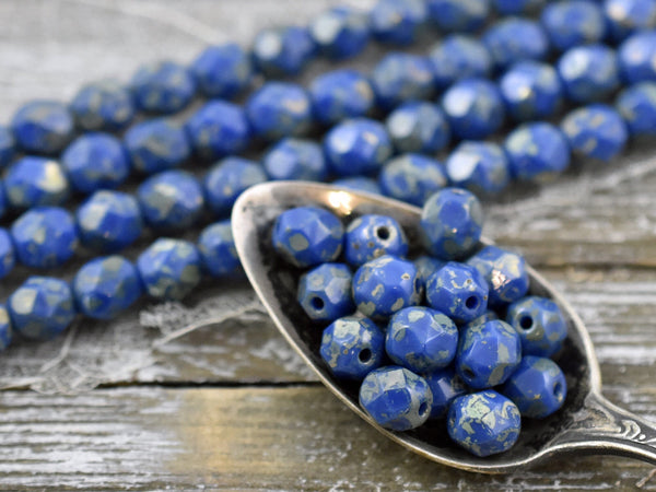Picasso Beads - Czech Glass Beads - Fire Polished Beads - Round Beads - 6mm - 25pcs (2609)