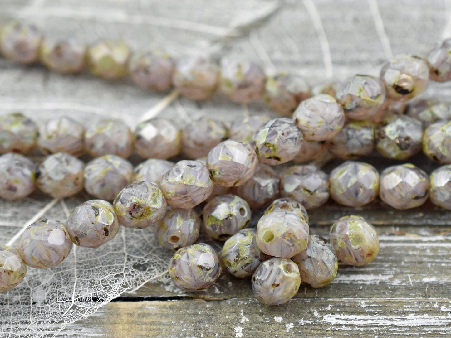 Czech Glass Beads - Picasso Beads - Fire Polished Beads - Round Beads - Purple Beads - 8mm -16pcs (2649)