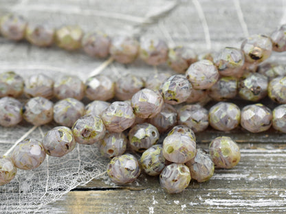 Czech Glass Beads - Picasso Beads - Fire Polished Beads - Round Beads - Purple Beads - 8mm -16pcs (2649)