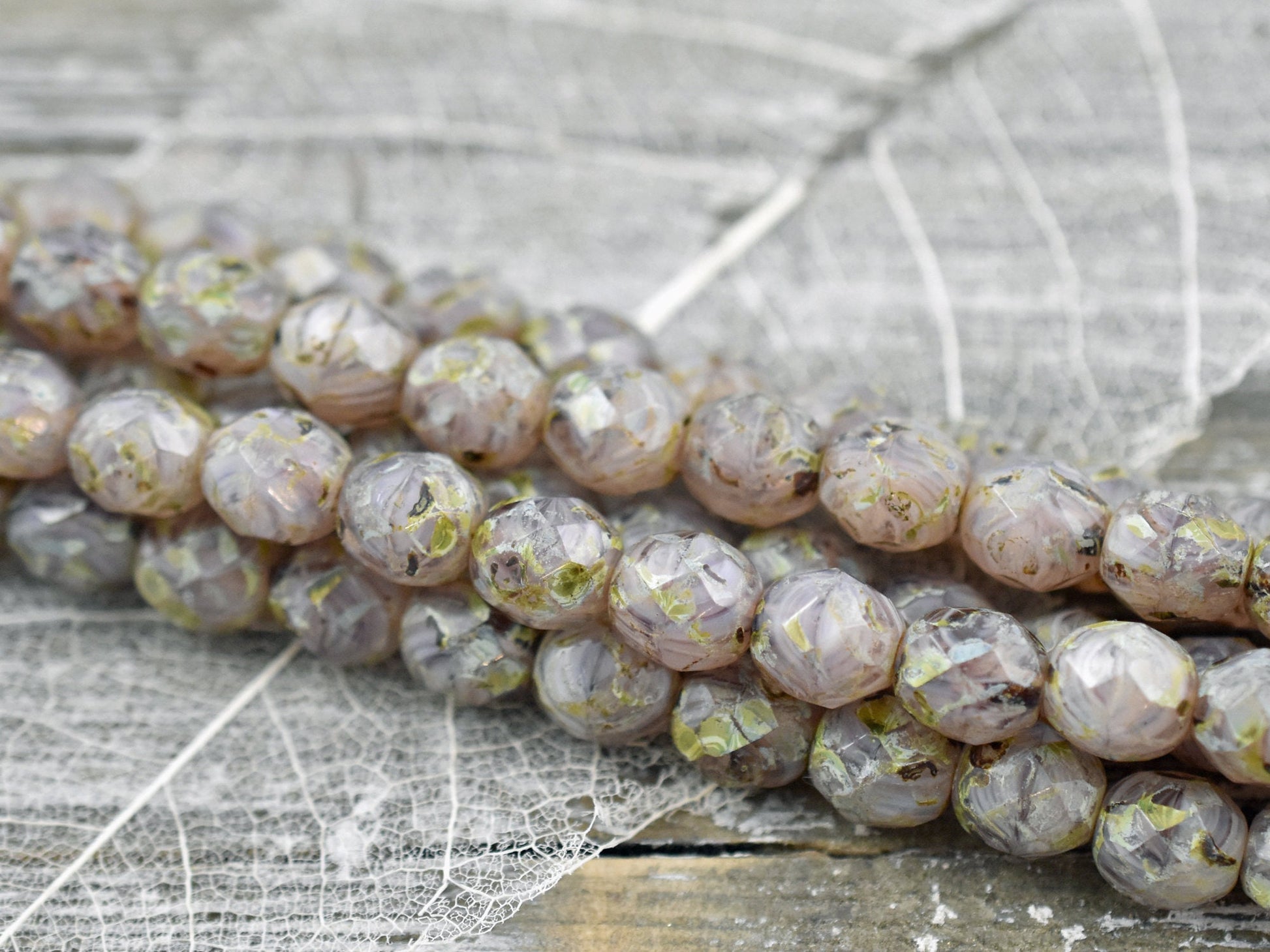 Czech Glass Beads - Picasso Beads - Fire Polished Beads - Round Beads - Purple Beads - 8mm -16pcs (2649)