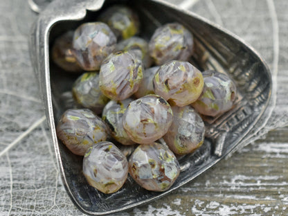 Czech Glass Beads - Picasso Beads - Fire Polished Beads - Round Beads - Purple Beads - 8mm -16pcs (2649)