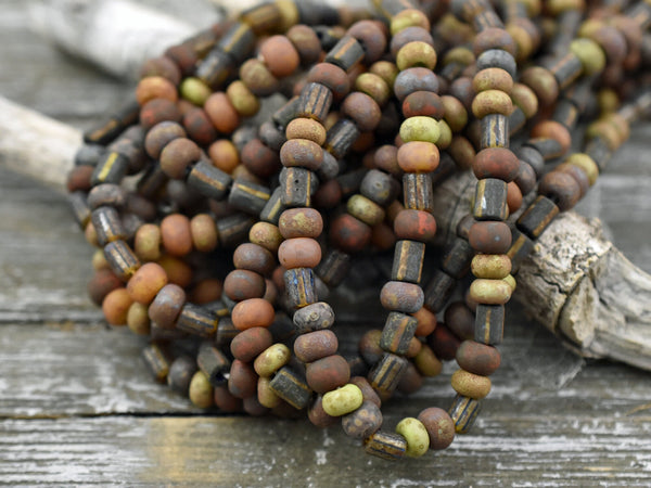Aged Picasso Beads - Seed Beads - Czech Glass Beads - Size 4 Seed Beads - 4/0 - 11" Strand - (B535)