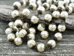 Bead Chain - Czech Pearl Chain - Beaded Chain - Czech Glass Pearls - Sold by the foot - (CH2)