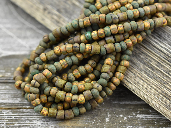 Aged Picasso Beads - Seed Beads - Czech Glass Beads - Size 6 Seed Beads - 5/0 - 9" Strand - (B553)