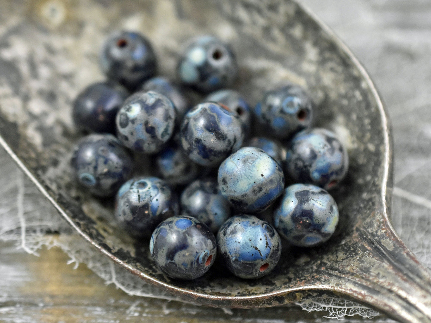 Picasso Beads - Czech Glass Beads - Druk Beads - 8mm Beads - Round Beads - 15pcs - (1828)