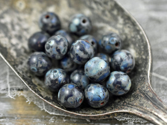 Picasso Beads - Czech Glass Beads - Druk Beads - 8mm Beads - Round Beads - 15pcs - (1828)