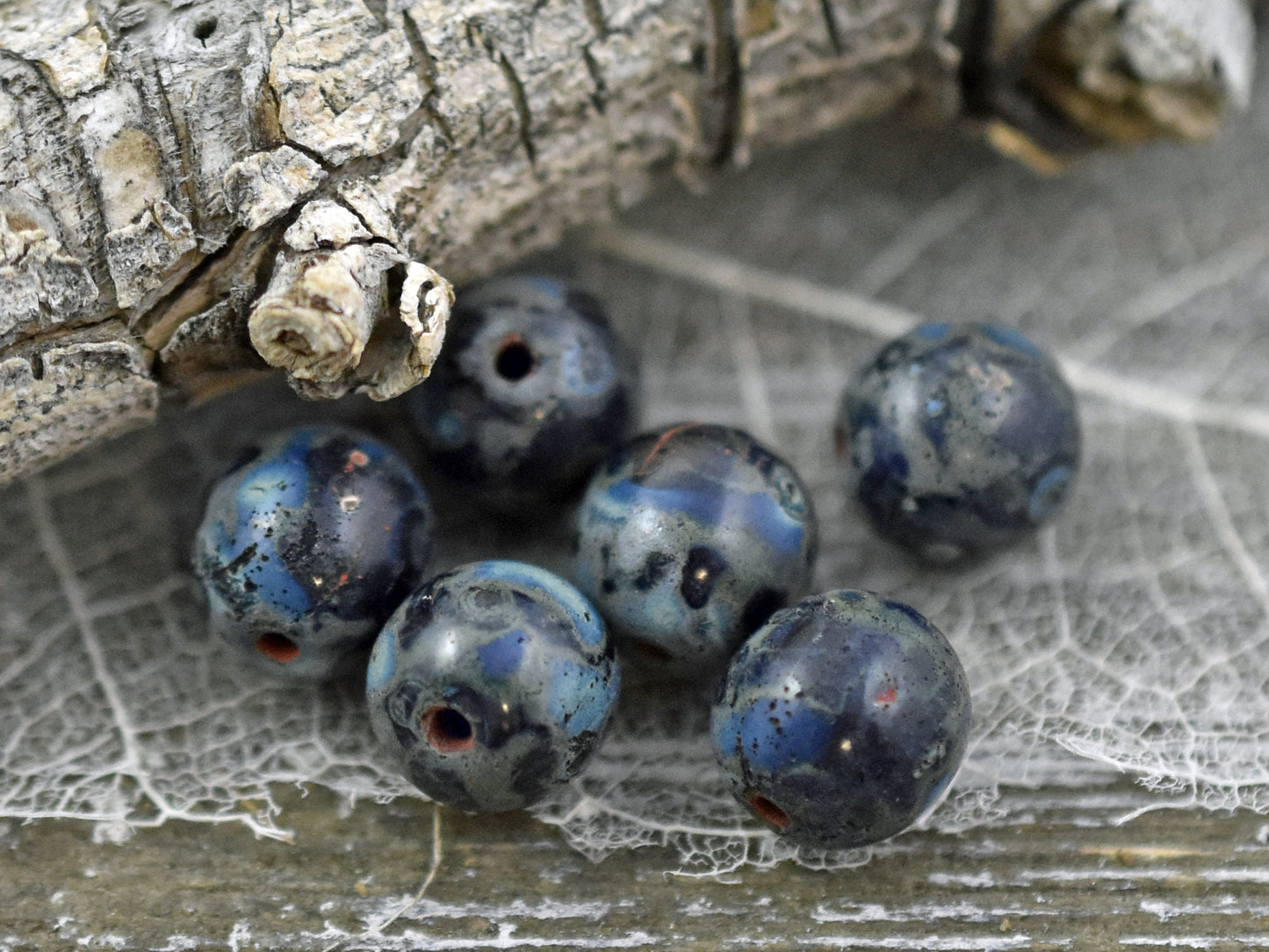 Picasso Beads - Czech Glass Beads - Druk Beads - 8mm Beads - Round Beads - 15pcs - (1828)