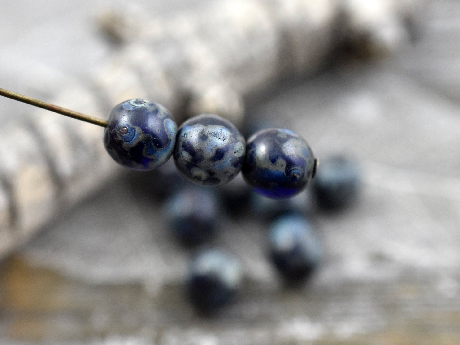 Picasso Beads - Czech Glass Beads - Druk Beads - 8mm Beads - Round Beads - 15pcs - (1828)