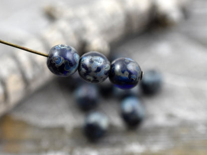 Picasso Beads - Czech Glass Beads - Druk Beads - 8mm Beads - Round Beads - 15pcs - (1828)