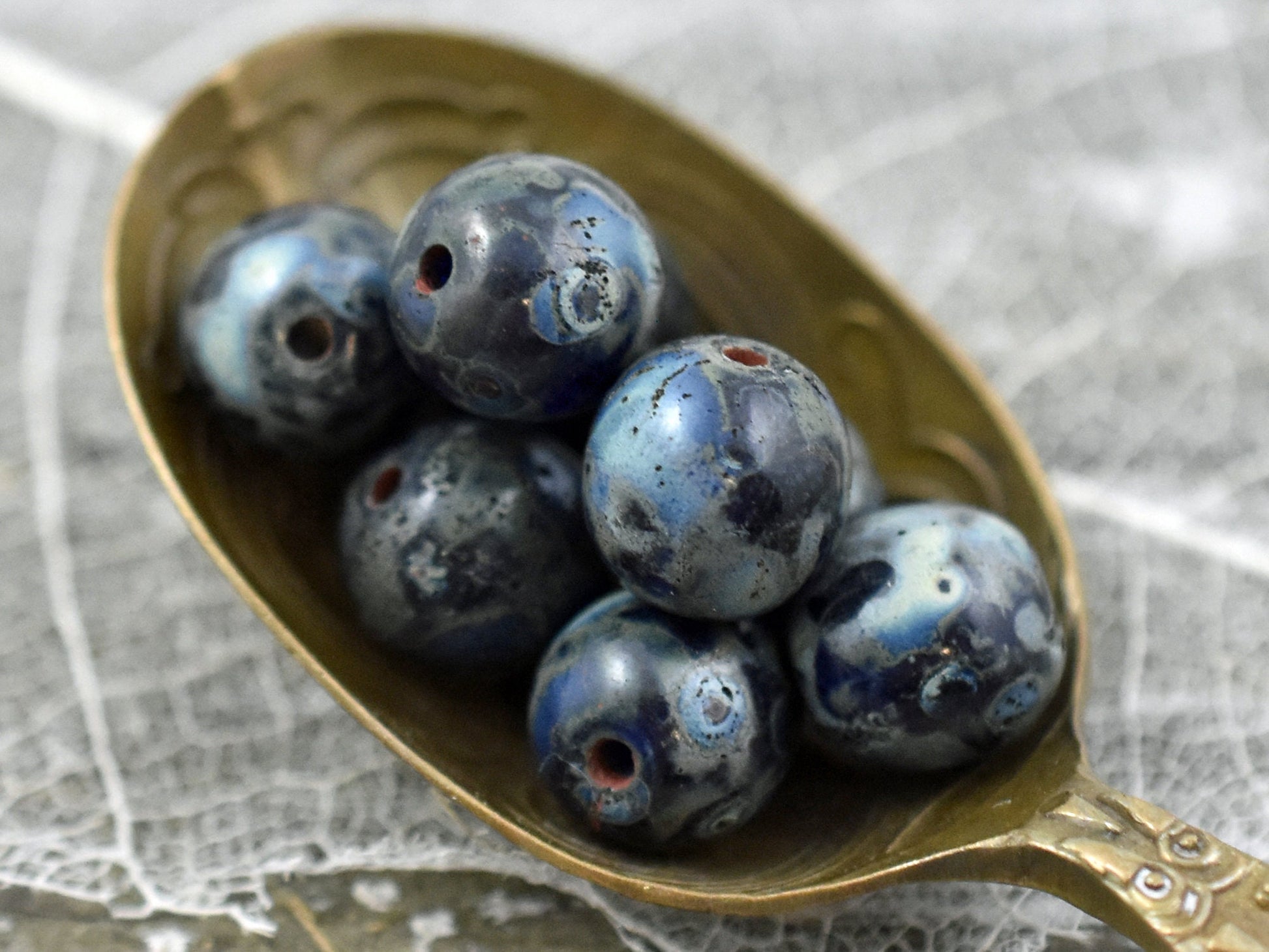 Picasso Beads - Czech Glass Beads - Druk Beads - 8mm Beads - Round Beads - 15pcs - (1828)