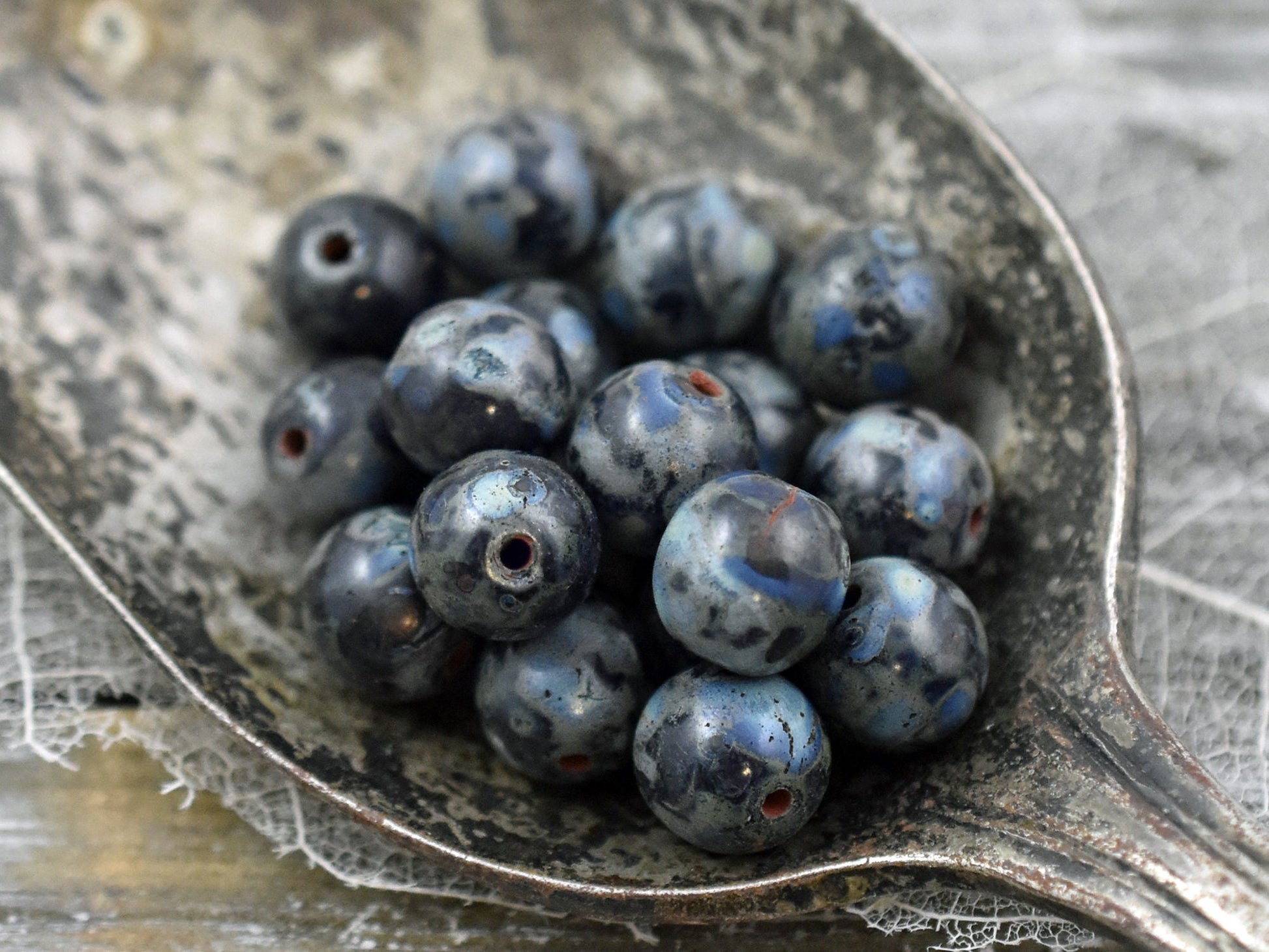 Picasso Beads - Czech Glass Beads - Druk Beads - 8mm Beads - Round Beads - 15pcs - (1828)