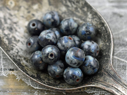 Picasso Beads - Czech Glass Beads - Druk Beads - 8mm Beads - Round Beads - 15pcs - (1828)