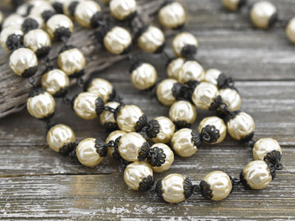 Bead Chain - Czech Pearl Chain - Beaded Chain - Czech Glass Pearls - Sold by the foot - (CH12)