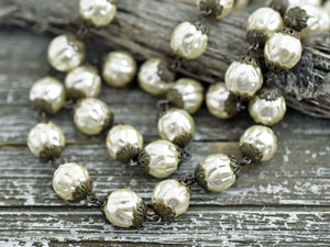 Bead Chain - Czech Pearl Chain - Beaded Chain - Czech Glass Pearls - Sold by the foot - (CH13)