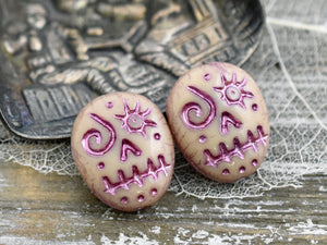 4* 20x17mm Pink Washed Crystal Picasso Sugar Skull Beads – The