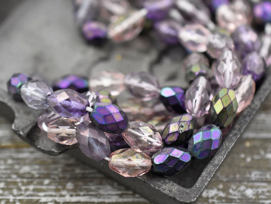 Czech Glass Beads - Fire Polished Beads - Oval Beads - 10x7mm - 25pcs (1229)