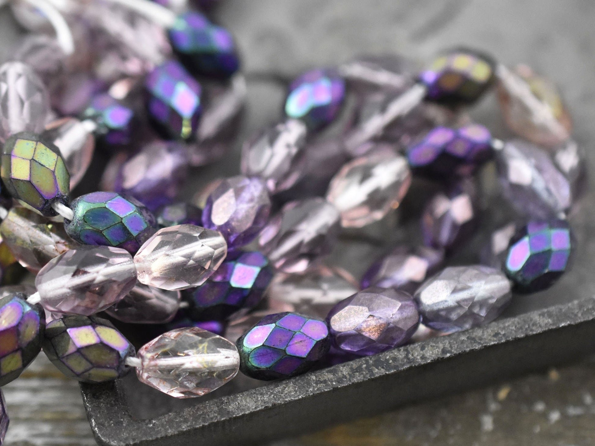 Czech Glass Beads - Fire Polished Beads - Oval Beads - 10x7mm - 25pcs (1229)