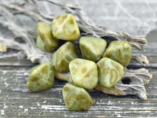 Picasso Beads - Czech Glass Beads - Large Pinch Beads - Vintage Czech Glass - 11mm - 10pcs (3262)