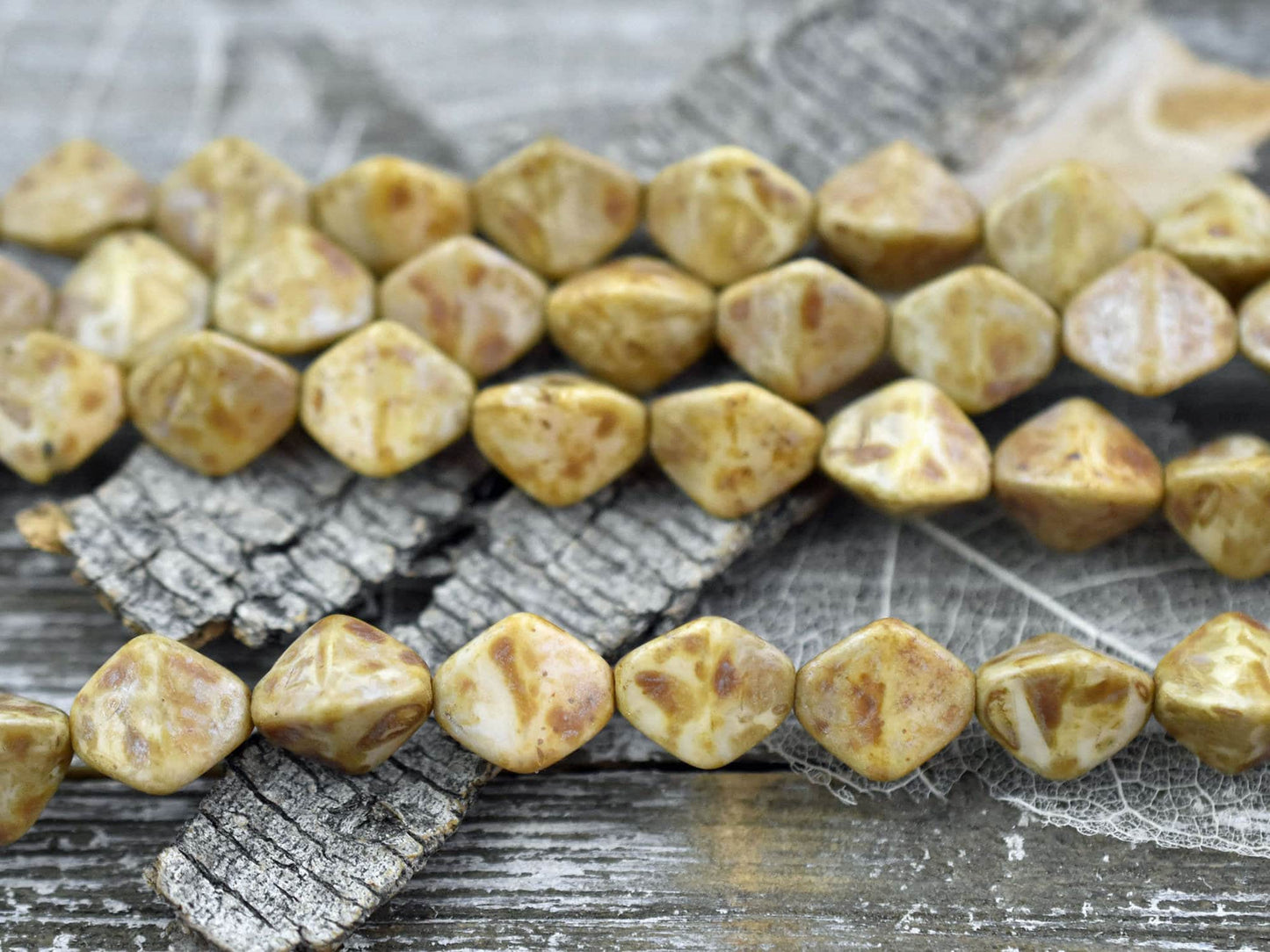 Pinch Beads - Czech Picasso Beads - Czech Glass Beads - Oval Beads - Chunky Beads - Bohemian Beads - 10pcs (1766)