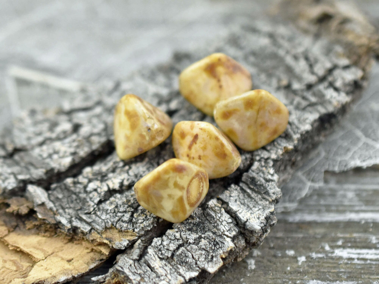 Pinch Beads - Czech Picasso Beads - Czech Glass Beads - Oval Beads - Chunky Beads - Bohemian Beads - 10pcs (1766)