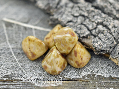 Pinch Beads - Czech Picasso Beads - Czech Glass Beads - Oval Beads - Chunky Beads - Bohemian Beads - 10pcs (1766)