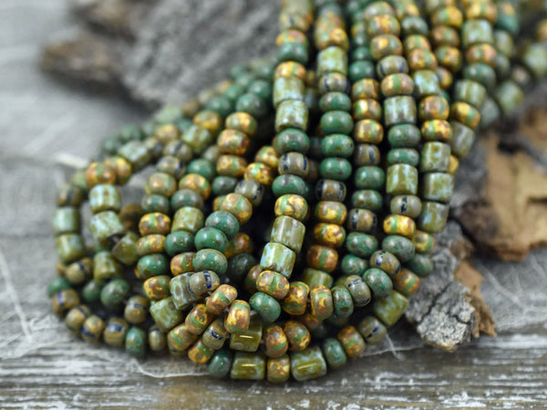 Picasso Seed Beads - Aged Picasso Beads - Czech Glass Beads - Size 6 Seed Beads - 6/0 - 9" Strand - (A365)
