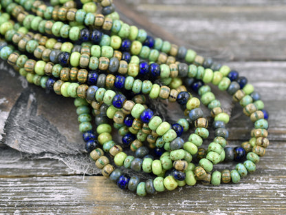 Picasso Seed Beads - Aged Picasso Beads - Czech Glass Beads - Size 6 Seed Beads - 5/0 - 10" Strand - (5641)