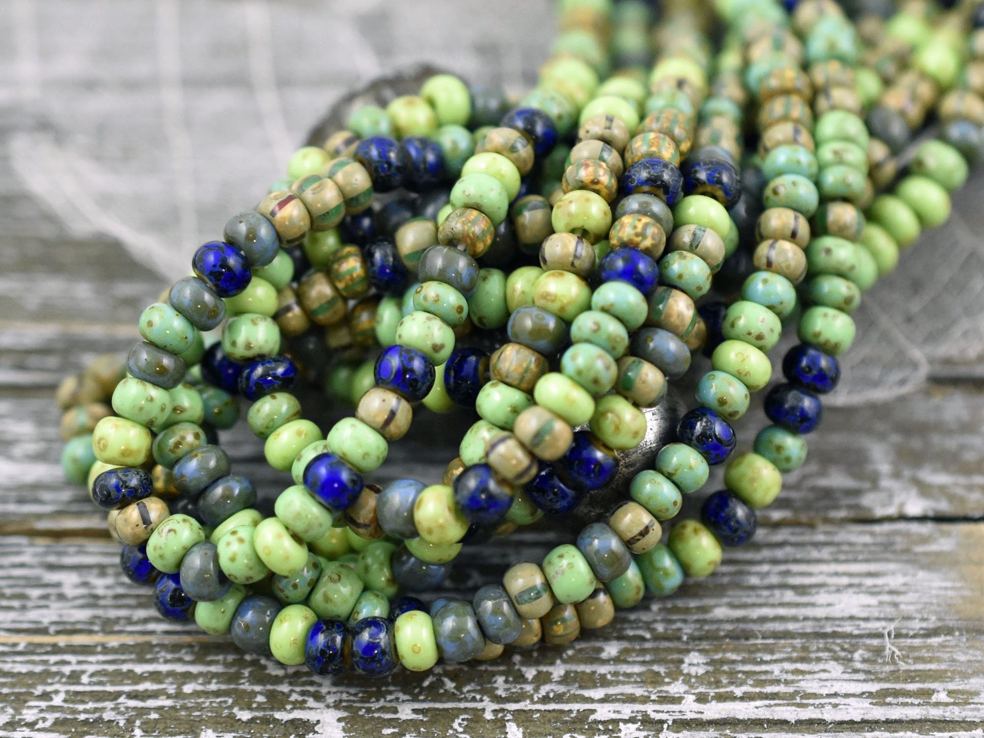 Picasso Seed Beads - Aged Picasso Beads - Czech Glass Beads - Size 6 Seed Beads - 5/0 - 10" Strand - (5641)