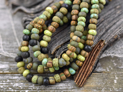 Picasso Seed Beads - Aged Picasso Beads - Czech Glass Beads - Size 6 Seed Beads - 5/0 - 9" Strand - (A49)