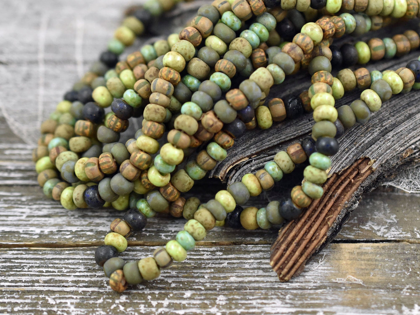 Picasso Seed Beads - Aged Picasso Beads - Czech Glass Beads - Size 6 Seed Beads - 5/0 - 9" Strand - (A49)