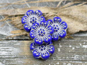Wildflower Beads - Flower Beads - Czech Glass Beads - Picasso Beads - Czech Glass Flowers - 14mm - 6pcs - (2029)