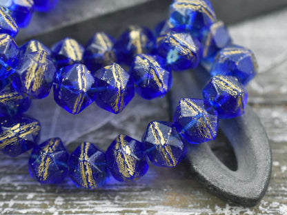 Czech  Glass Beads - English Cut Beads - Round Beads - Antique Cut Beads - 10mm Beads - Faceted Beads - 10pcs (5159)