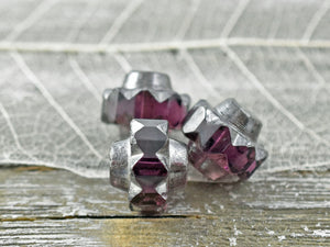 Czech Glass Beads - Chunky Beads - Crown Beads - Picasso Beads - New Czech Beads - Large Glass Beads - 13x15mm - 4pcs - (A430)
