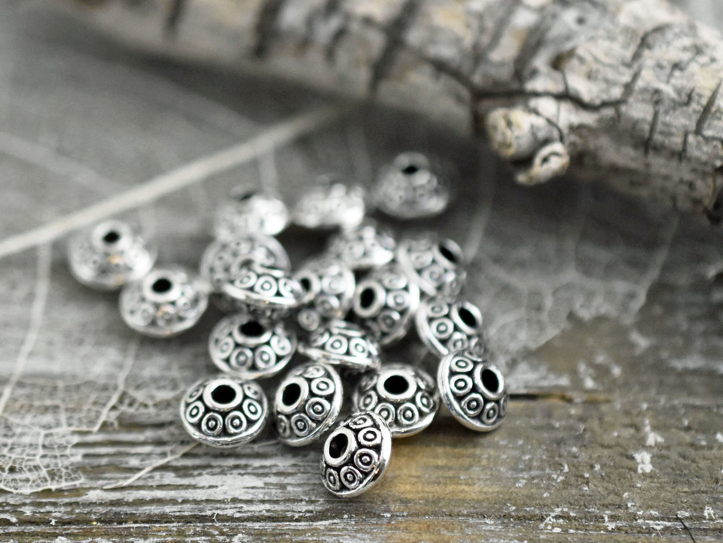 *100* 4x7mm Antique Silver Saucer Rondelle Spacer Beads