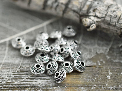 *100* 4x7mm Antique Silver Saucer Rondelle Spacer Beads